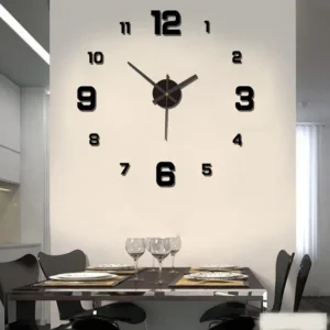 3D Creative Frameless DIY Wall Hanging Clock Wall Stickers Home Mute Digital Clock Living Room Office Wall Decoration 1
